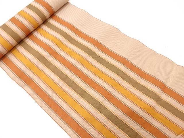 アンティーク　縞模様織り出し　八寸帯地反物